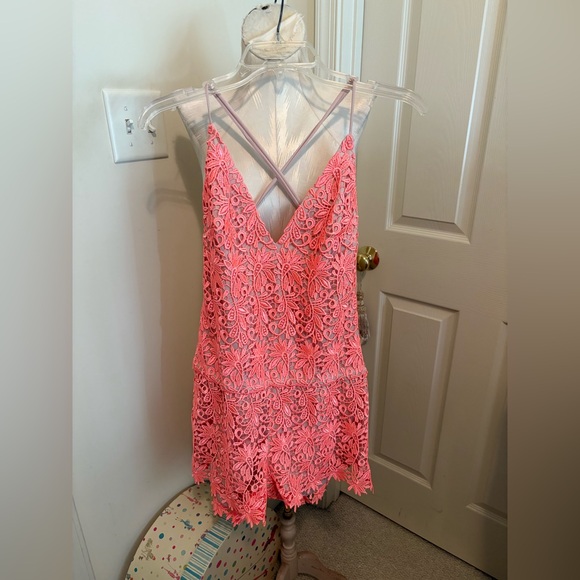 Rubber Ducky coral Lace Sleeveless Romper new $198 size large - Picture 1 of 11